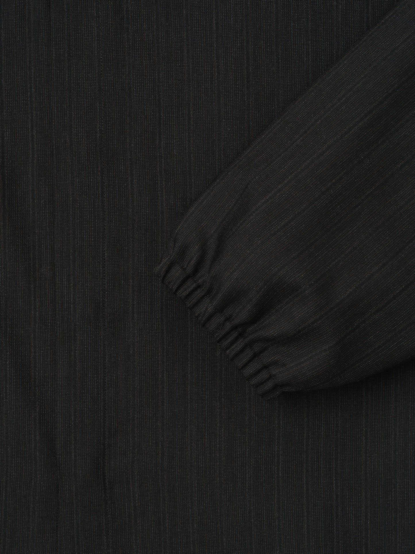 Black Striped Wool Elastic Cuff Shirt