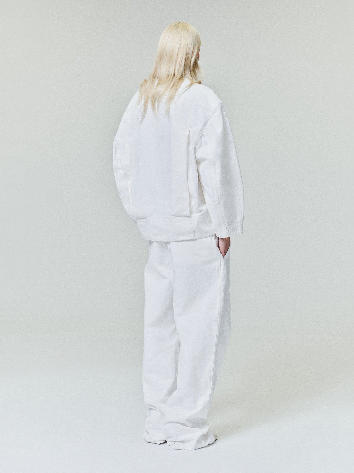 Womens Cotton Twill Relaxed Lapelless Jacket