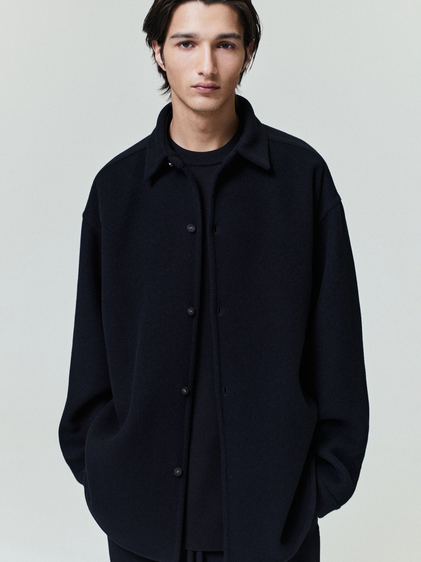 Double Face Wool Cashmere Relaxed Shirt