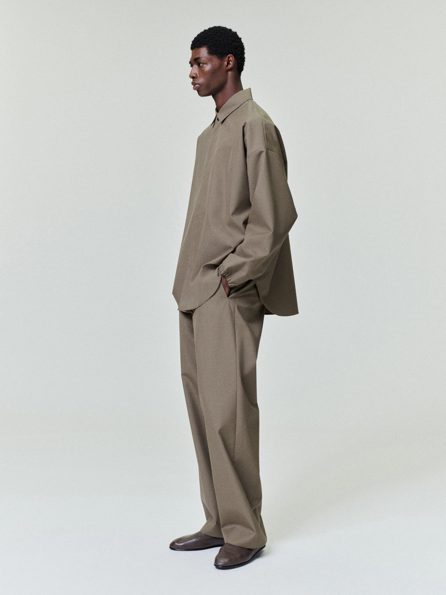 Wool Poplin Casual Flat Front Pants