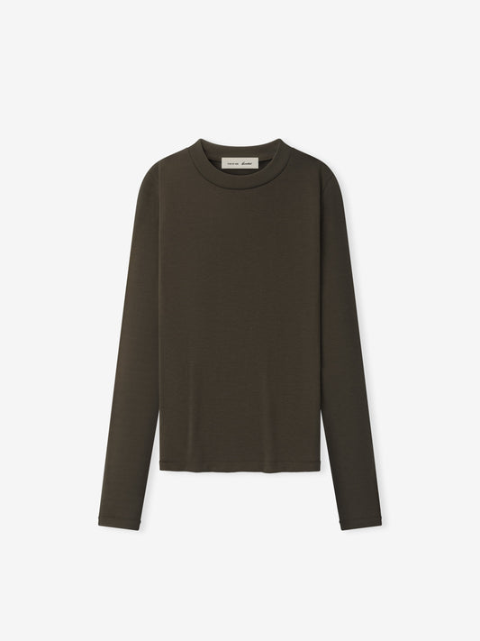Womens Rib Fitted Long Sleeve Tee