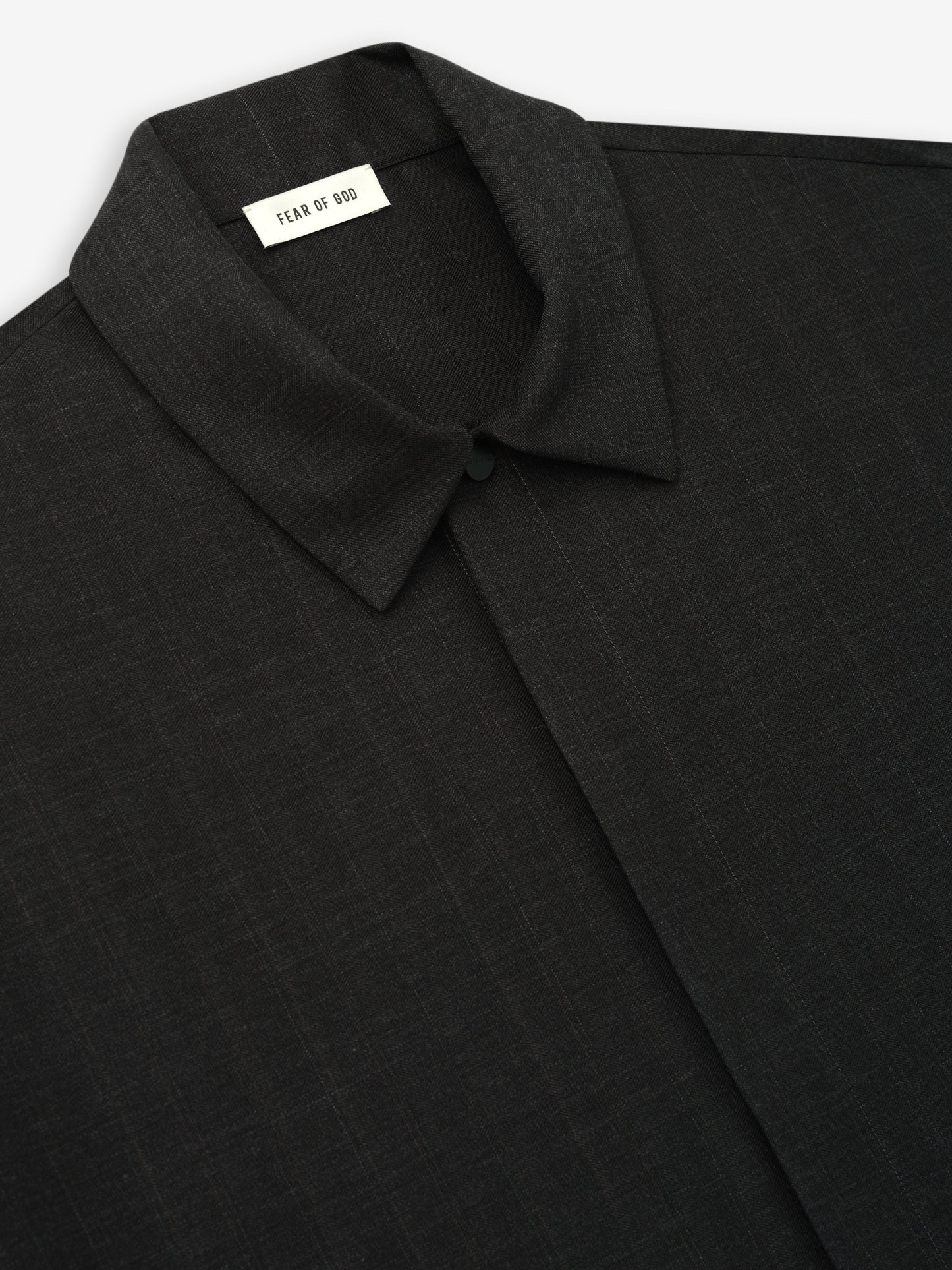 Grey Striped Wool Elastic Cuff Shirt