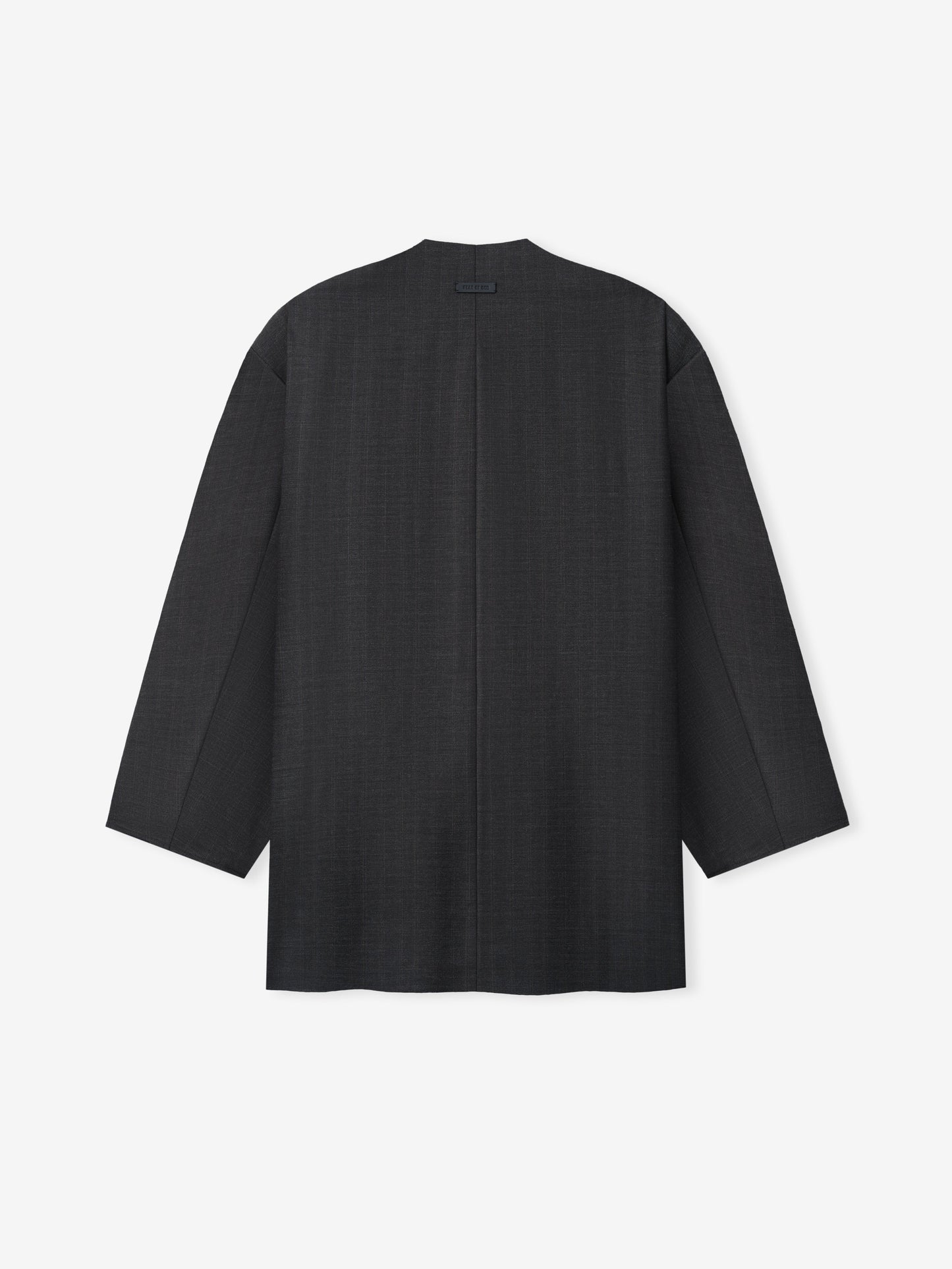 Grey Striped Wool Collarless Sport Jacket