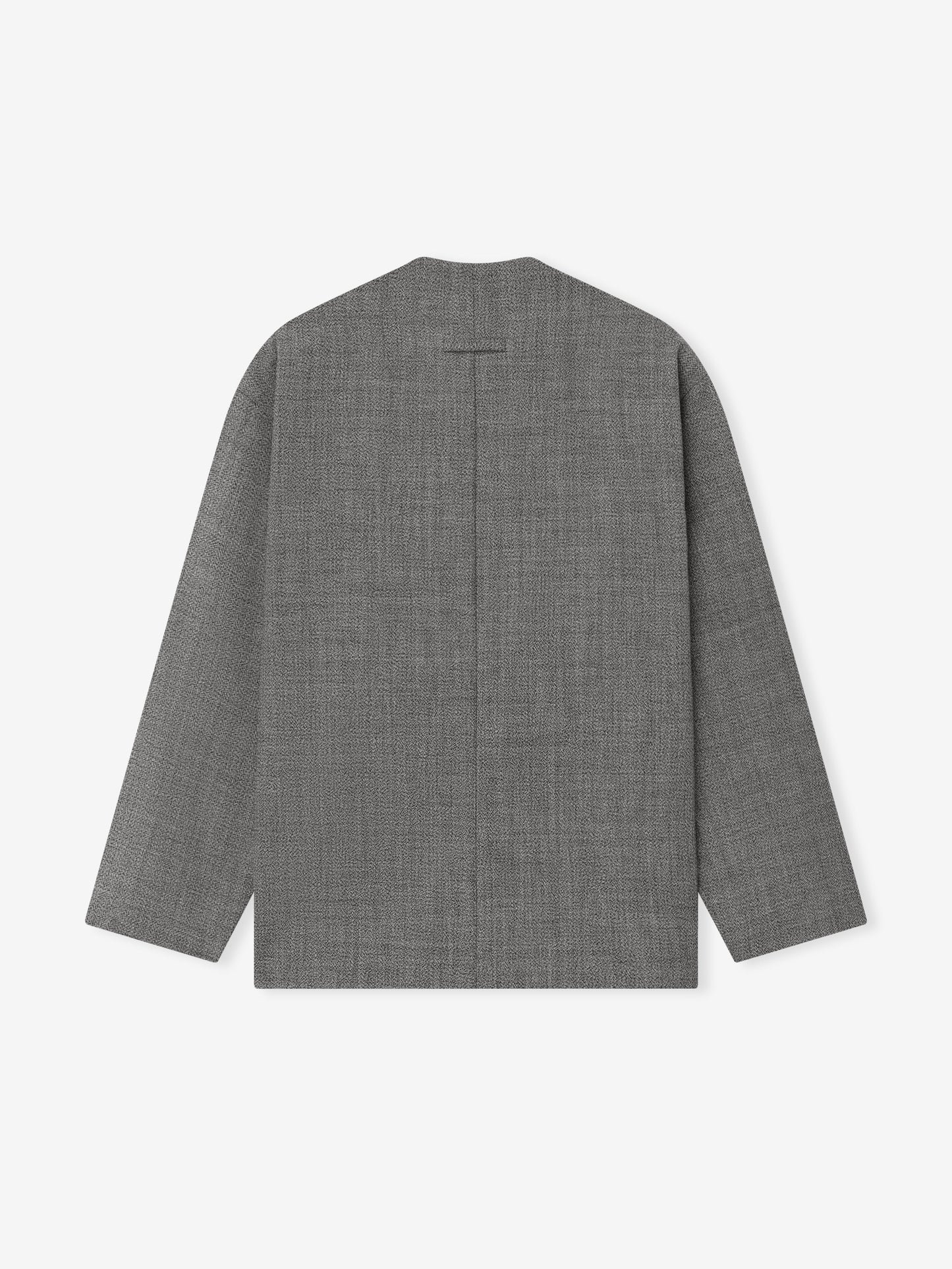 Mouline Wool Relaxed Lapelless Jacket