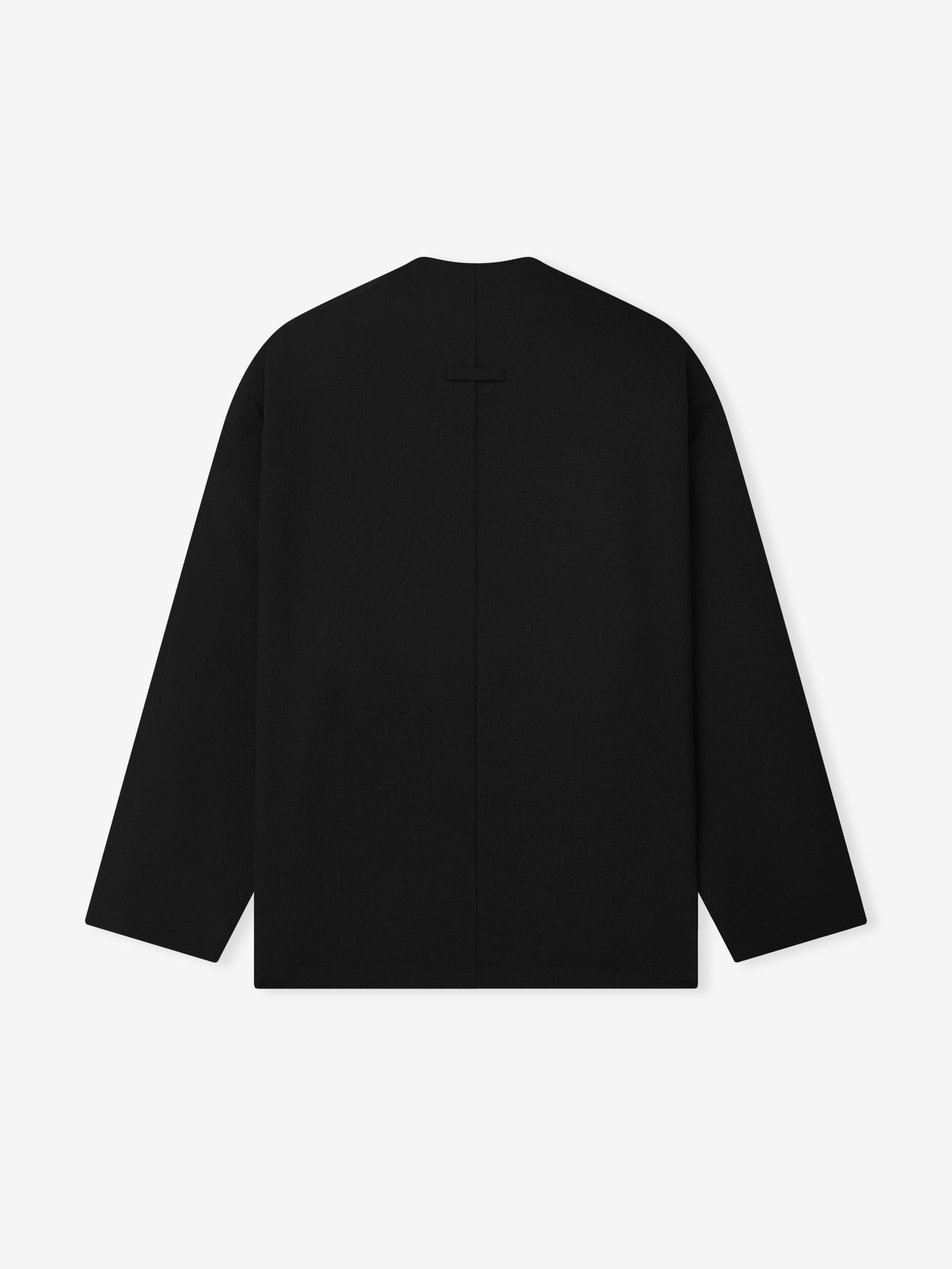 Wool Ripstop Relaxed Cropped Lapelless Jacket