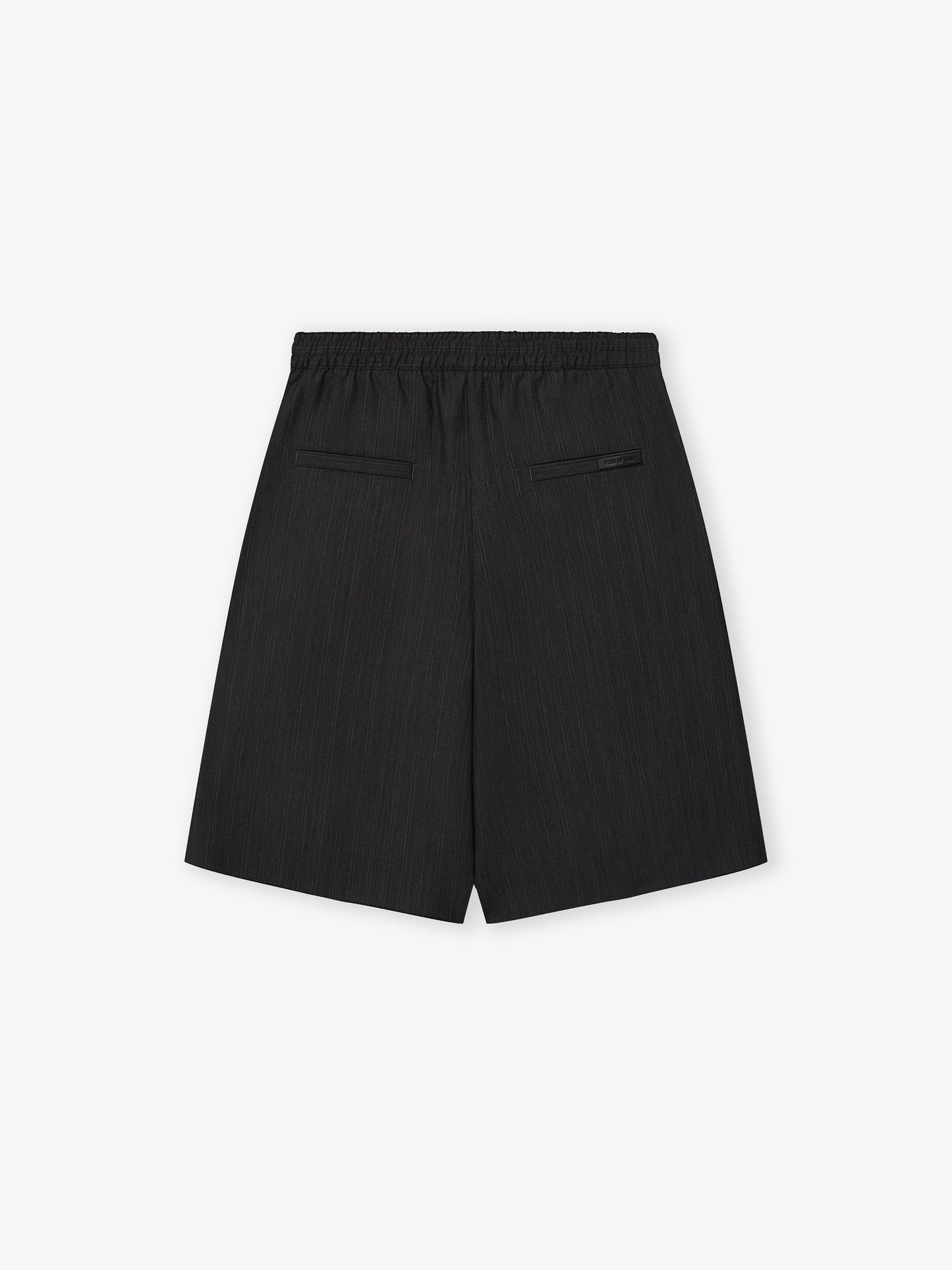 Black Striped Wool Baggy Shorts