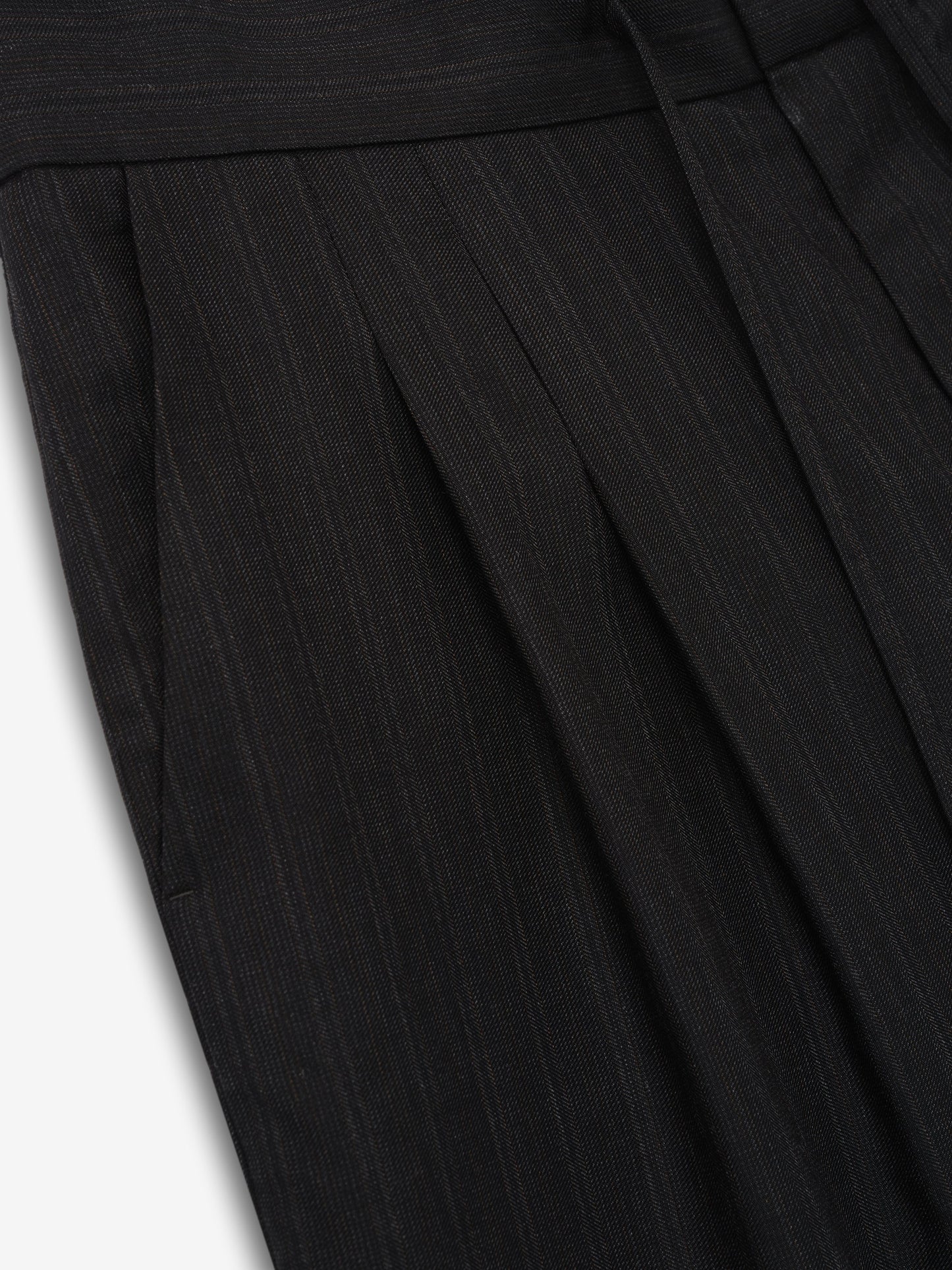 Black Striped Wool Baggy Shorts