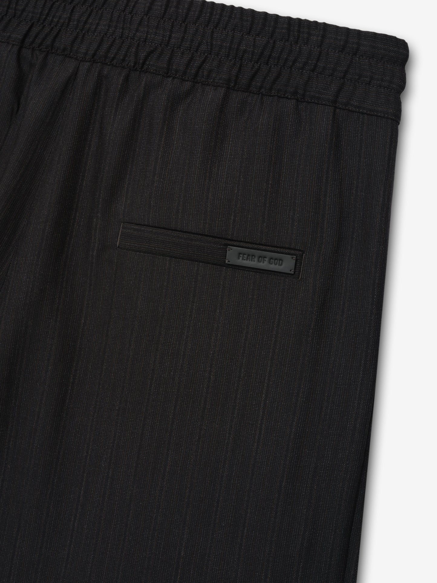 Black Striped Wool Baggy Shorts