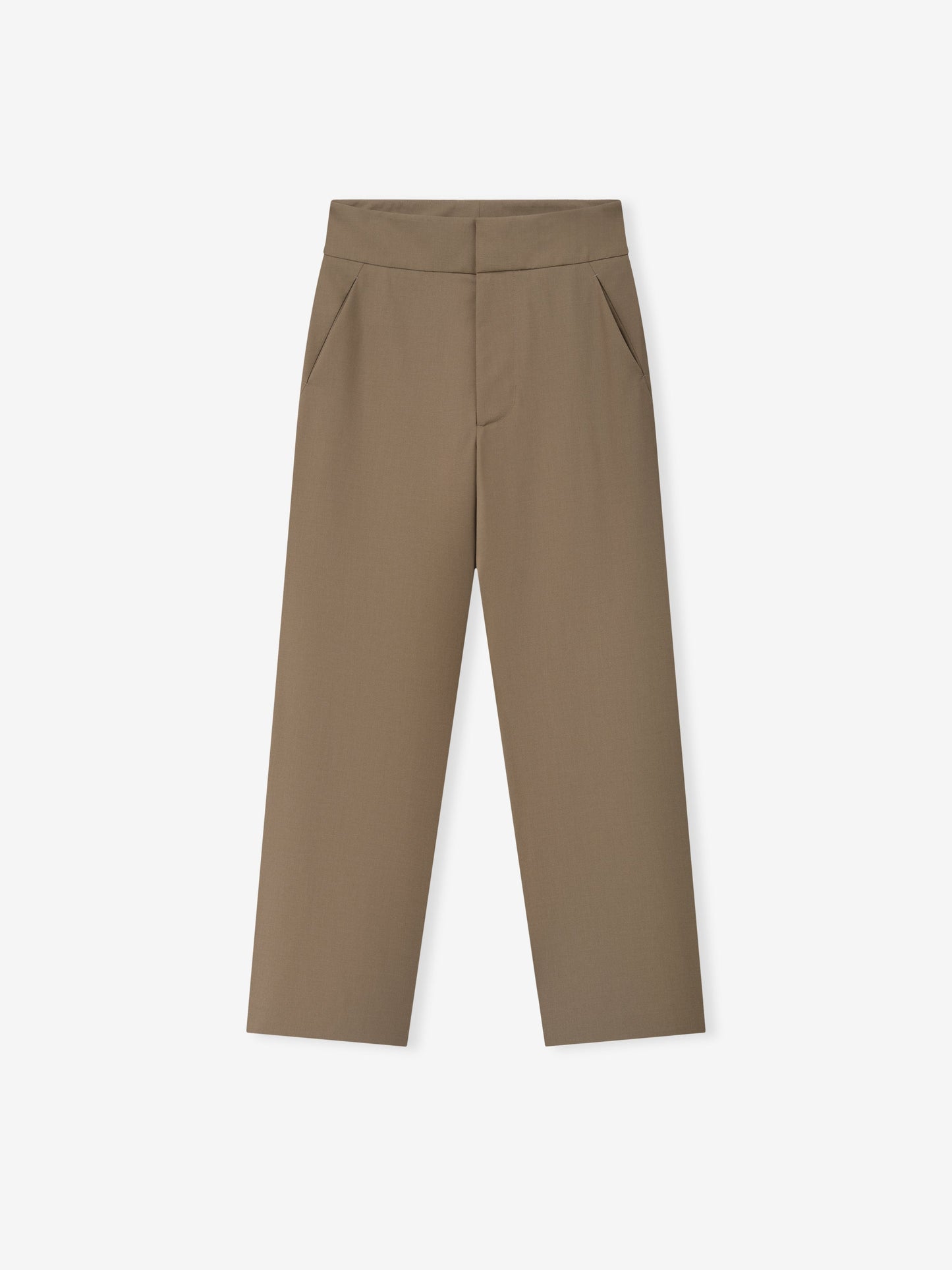 Wool Poplin Casual Flat Front Pants