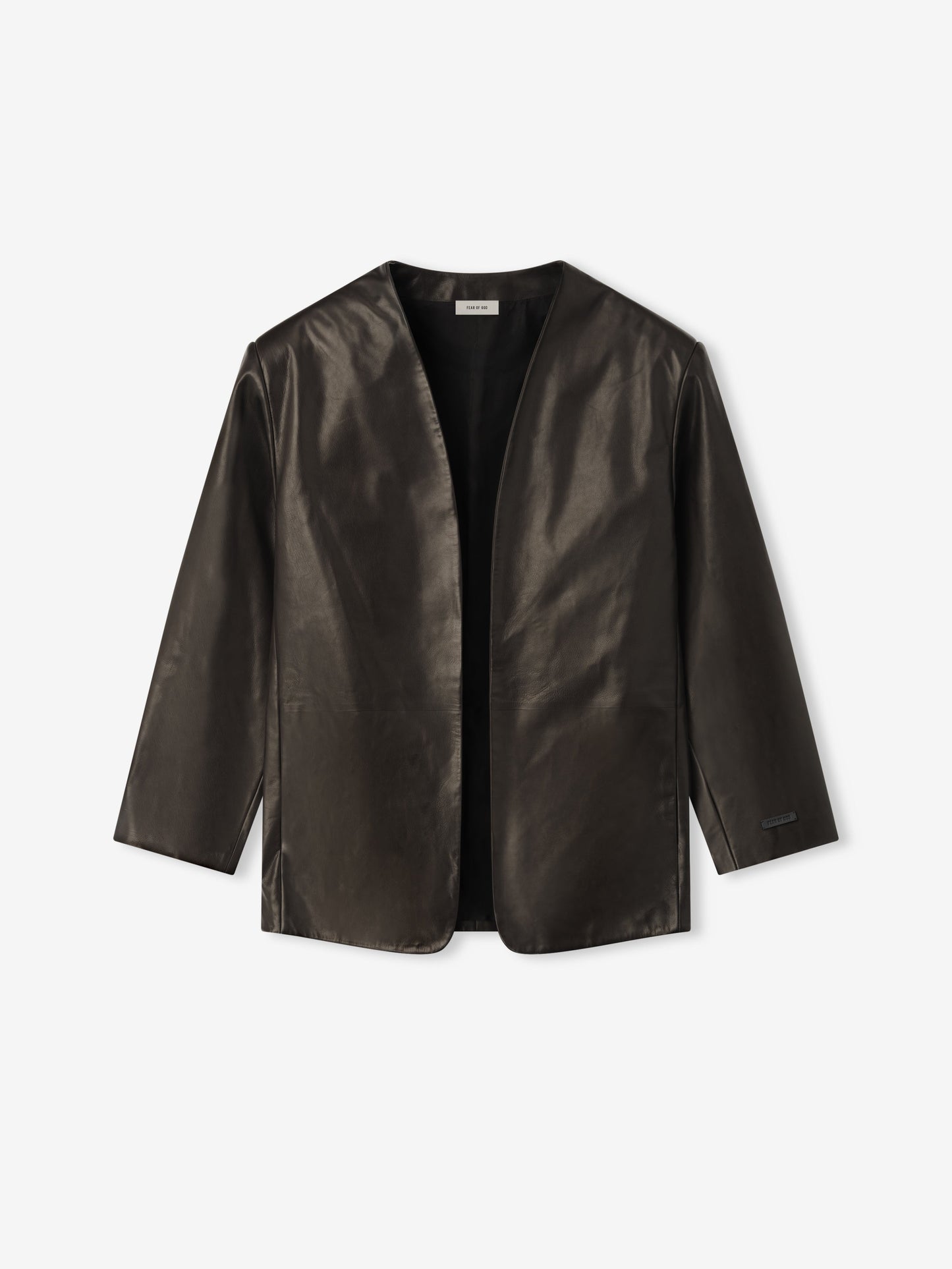 Womens Leather Collarless Jacket
