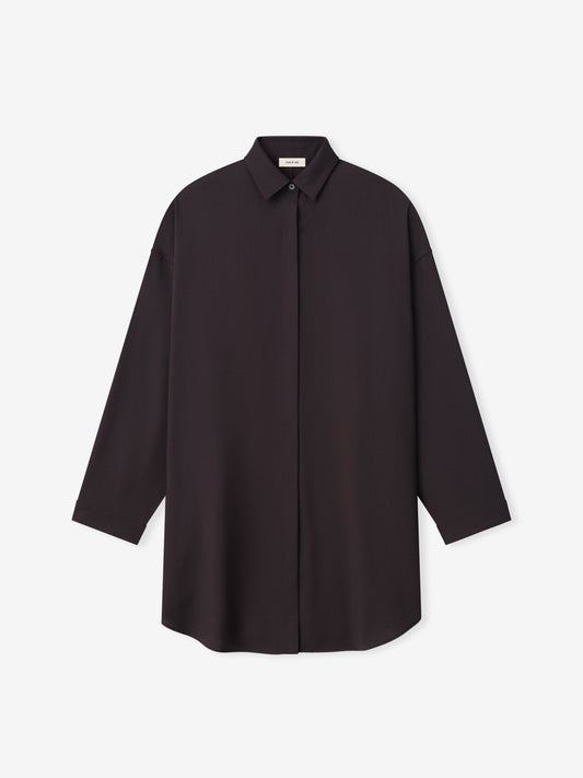 Womens Easy Care Wool Relaxed Shirt