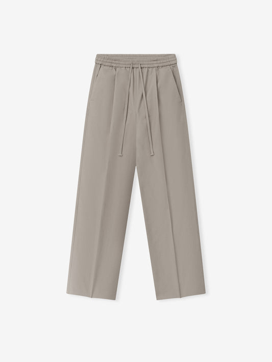 Silk Blend Pleat Front Drawstring Pant