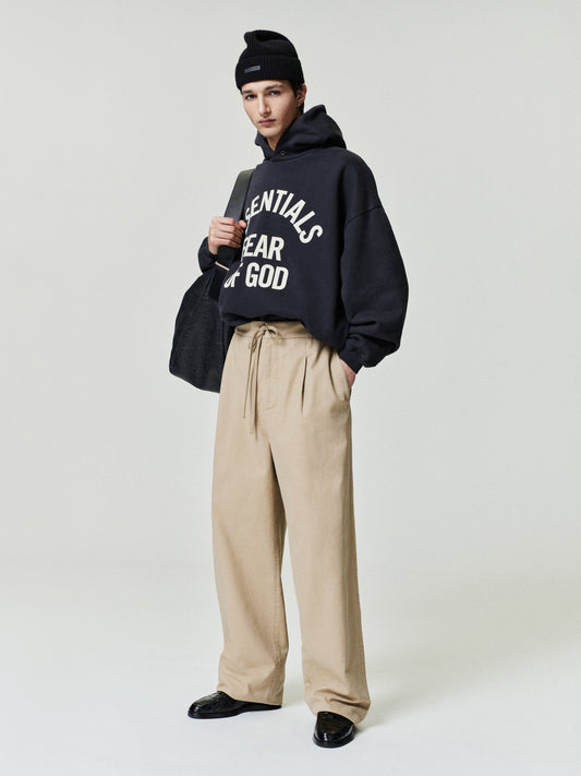 Cotton Canvas Pleat Front Pant